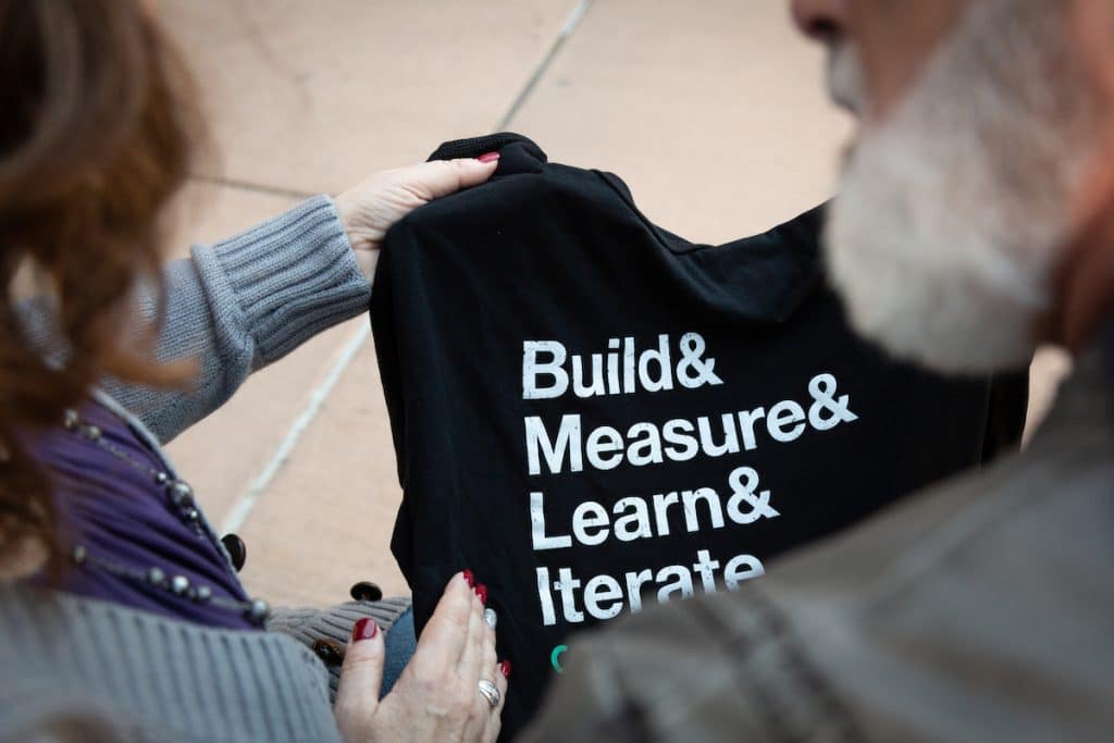 Epic Branding Solutions Build Measure Learn Iterate Shirt with Coplex Branding